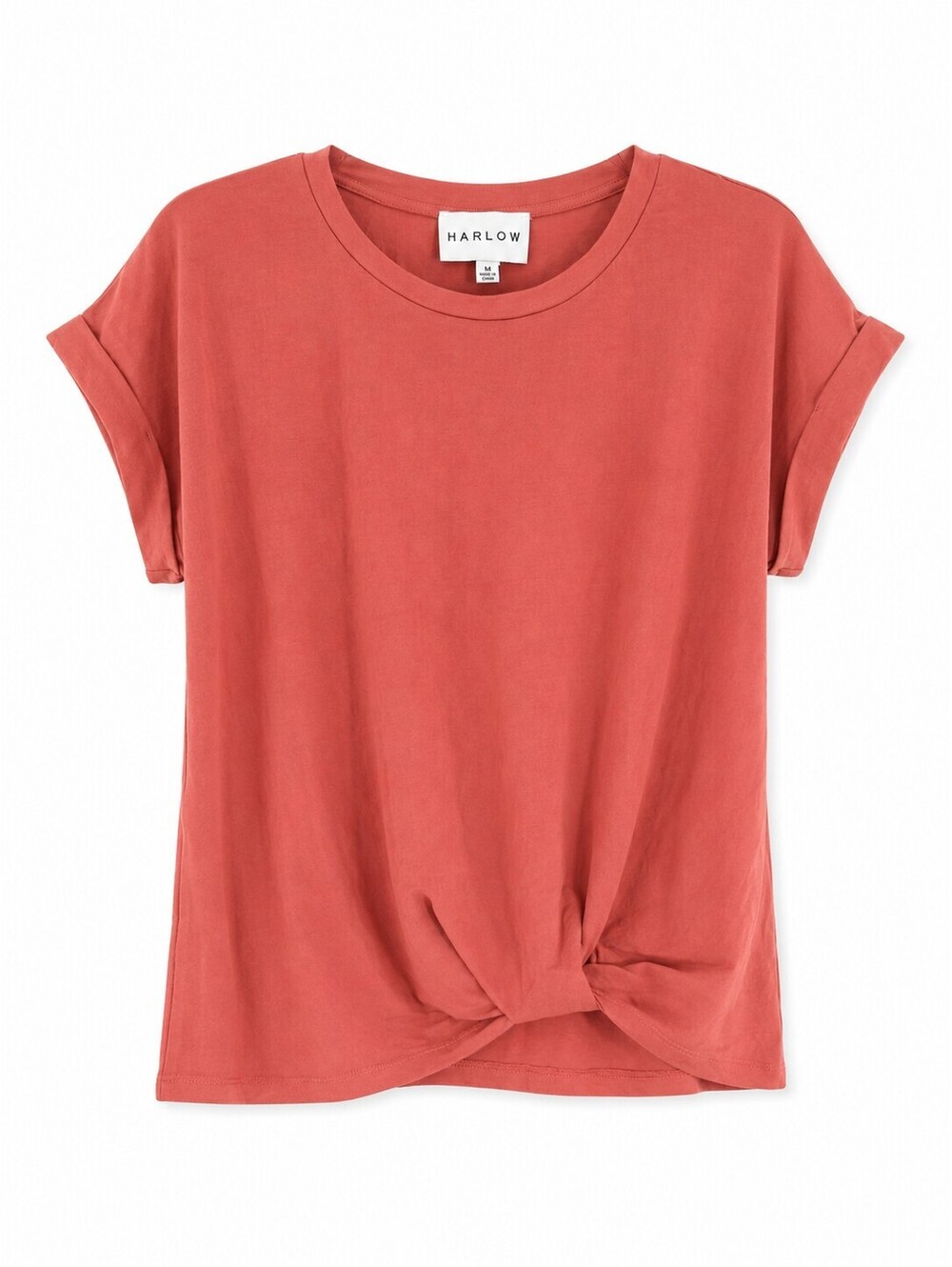 Harlow Coral Twist Front T-Shirt Women's Medium Short Sleeve Casual Tee